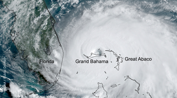 Hurricane Dorian over Bahamas